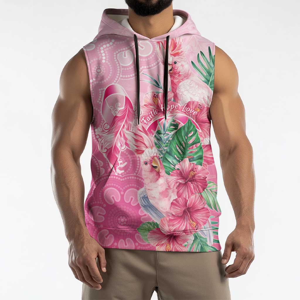 Australia Cockatoos Breast Cancer Sleeveless Hoodie Faith Hope Love