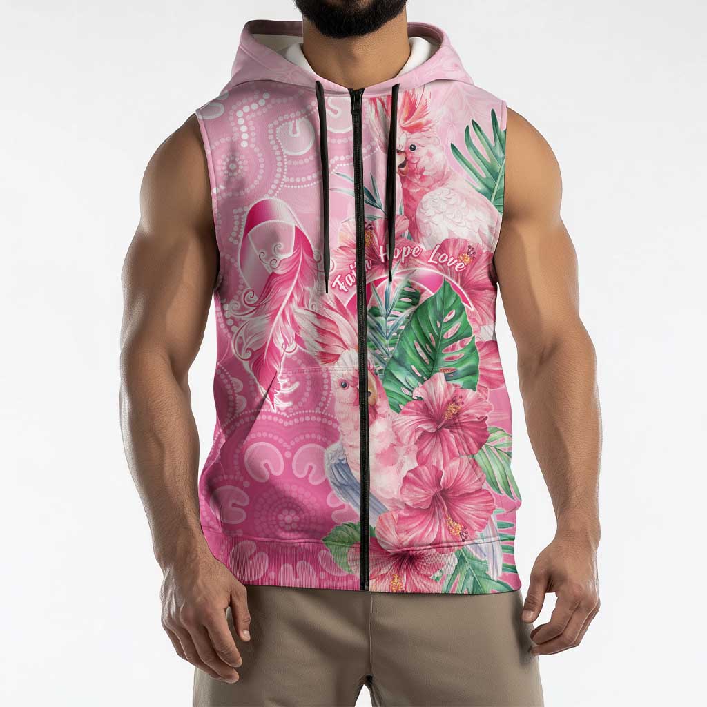 Australia Cockatoos Breast Cancer Sleeveless Zip Hoodie Faith Hope Love