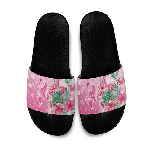 Australia Cockatoos Breast Cancer Slide Sandals Faith Hope Love