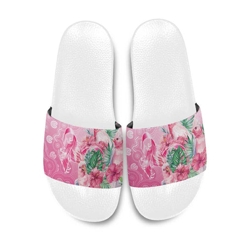 Australia Cockatoos Breast Cancer Slide Sandals Faith Hope Love