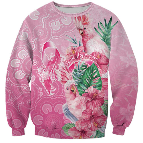 Australia Cockatoos Breast Cancer Sweatshirt Faith Hope Love