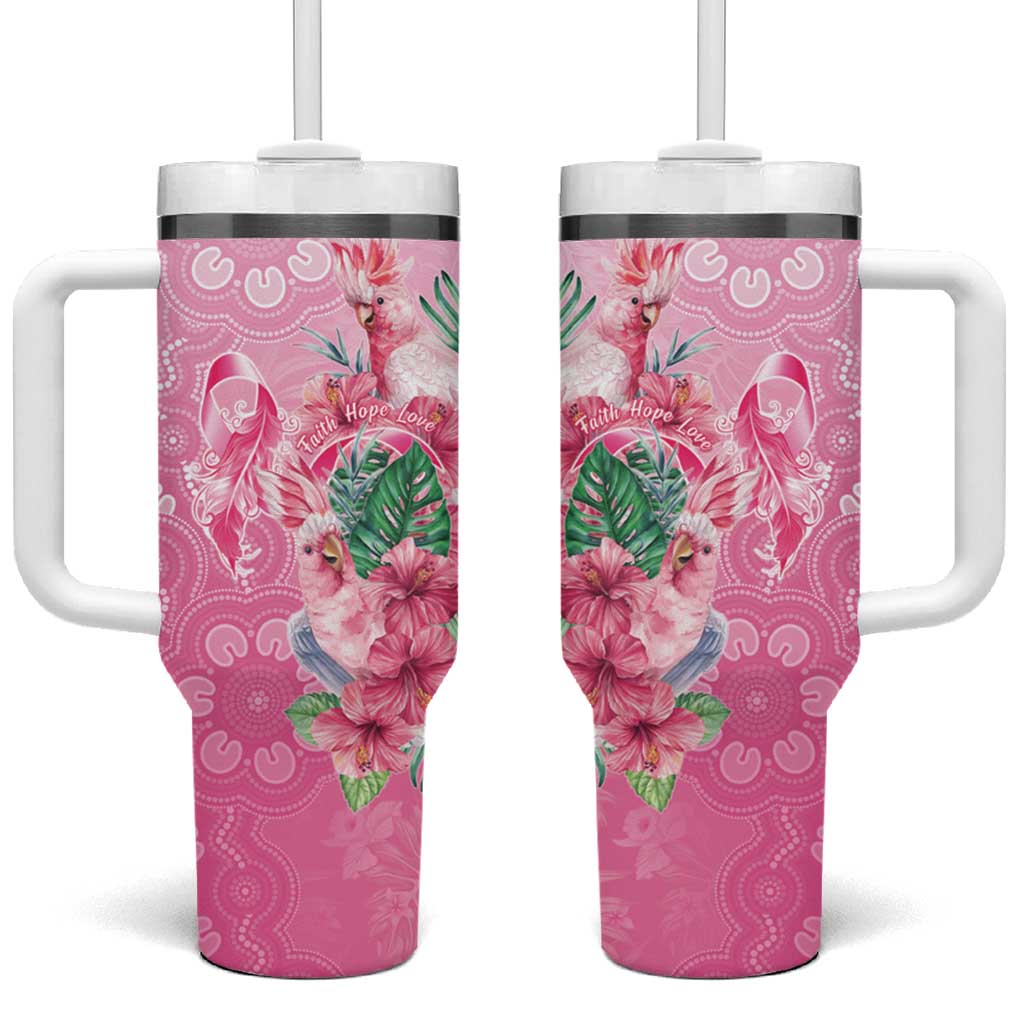 Australia Cockatoos Breast Cancer Tumbler With Handle Faith Hope Love