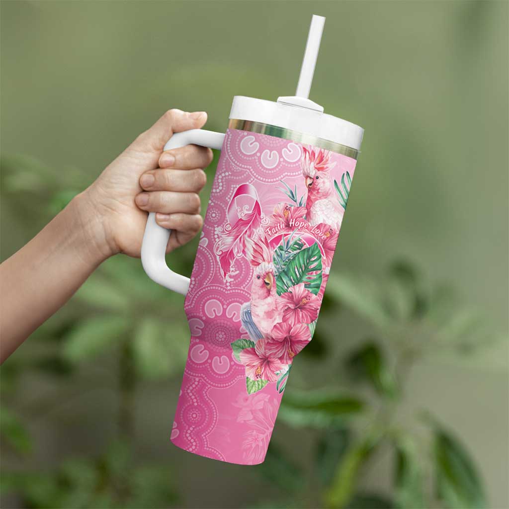 Australia Cockatoos Breast Cancer Tumbler With Handle Faith Hope Love