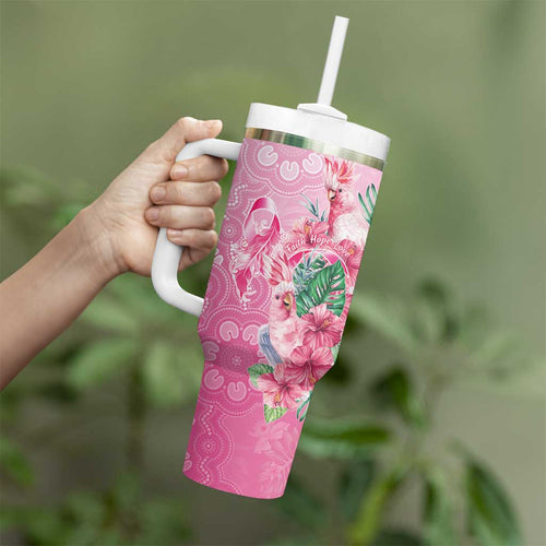 Australia Cockatoos Breast Cancer Tumbler With Handle Faith Hope Love