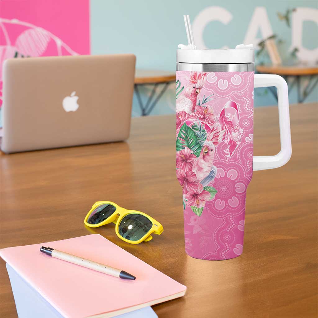 Australia Cockatoos Breast Cancer Tumbler With Handle Faith Hope Love