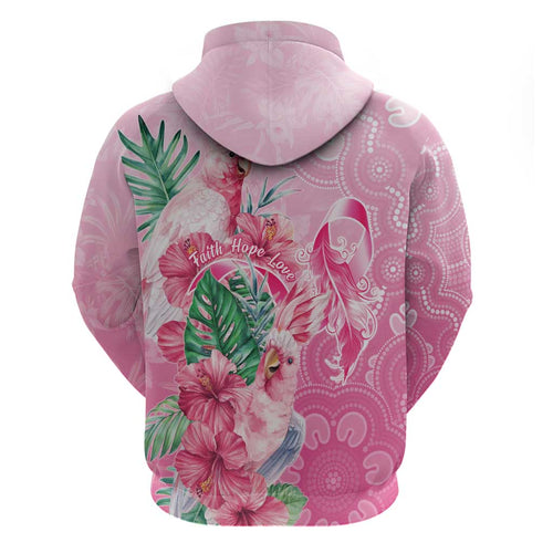 Australia Cockatoos Breast Cancer Zip Hoodie Faith Hope Love
