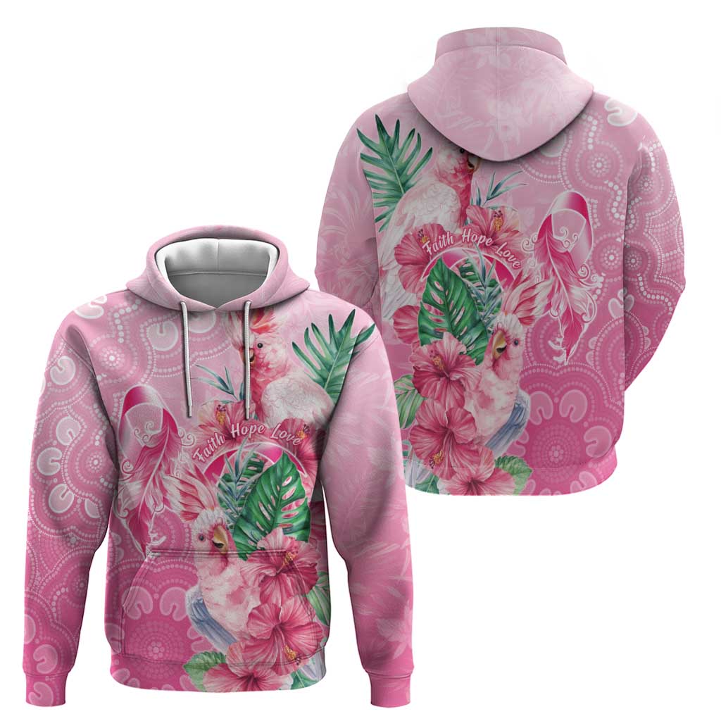 Australia Cockatoos Breast Cancer Zip Hoodie Faith Hope Love