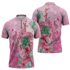 Australia Cockatoos Breast Cancer Zipper Polo Shirt Faith Hope Love