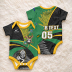 Custom New Zealand And South Africa Rugby Baby Onesie 2023 Springboks Combine All Black Silver Fern
