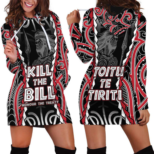 Aotearoa Waitangi Day Hoodie Dress Maori Warrior Tribal Tattoo
