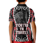 Aotearoa Waitangi Day Kid Polo Shirt Maori Warrior Tribal Tattoo