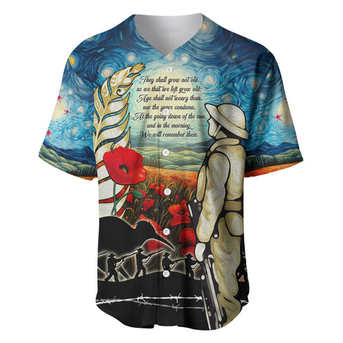 Kei Wareware Tatou New Zealand ANZAC Day Baseball Jersey Starry Night Inspo Style