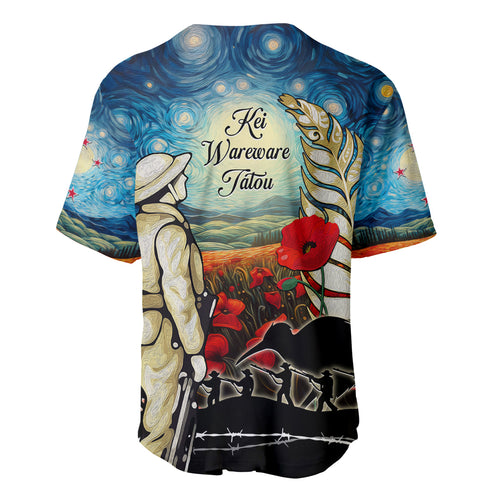 Kei Wareware Tatou New Zealand ANZAC Day Baseball Jersey Starry Night Inspo Style