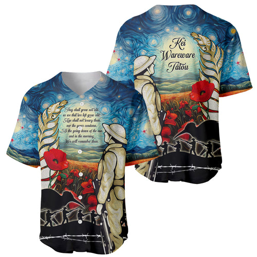 Kei Wareware Tatou New Zealand ANZAC Day Baseball Jersey Starry Night Inspo Style