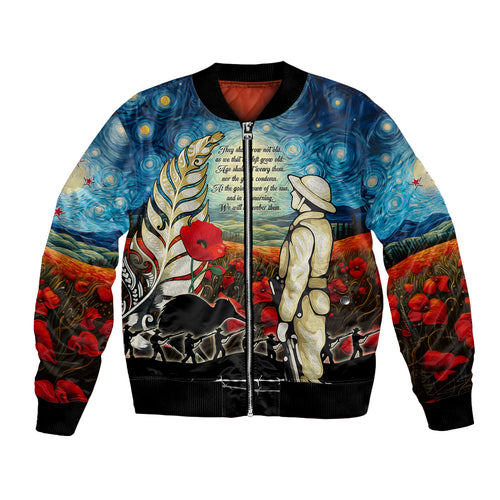Kei Wareware Tatou New Zealand ANZAC Day Bomber Jacket Starry Night Inspo Style