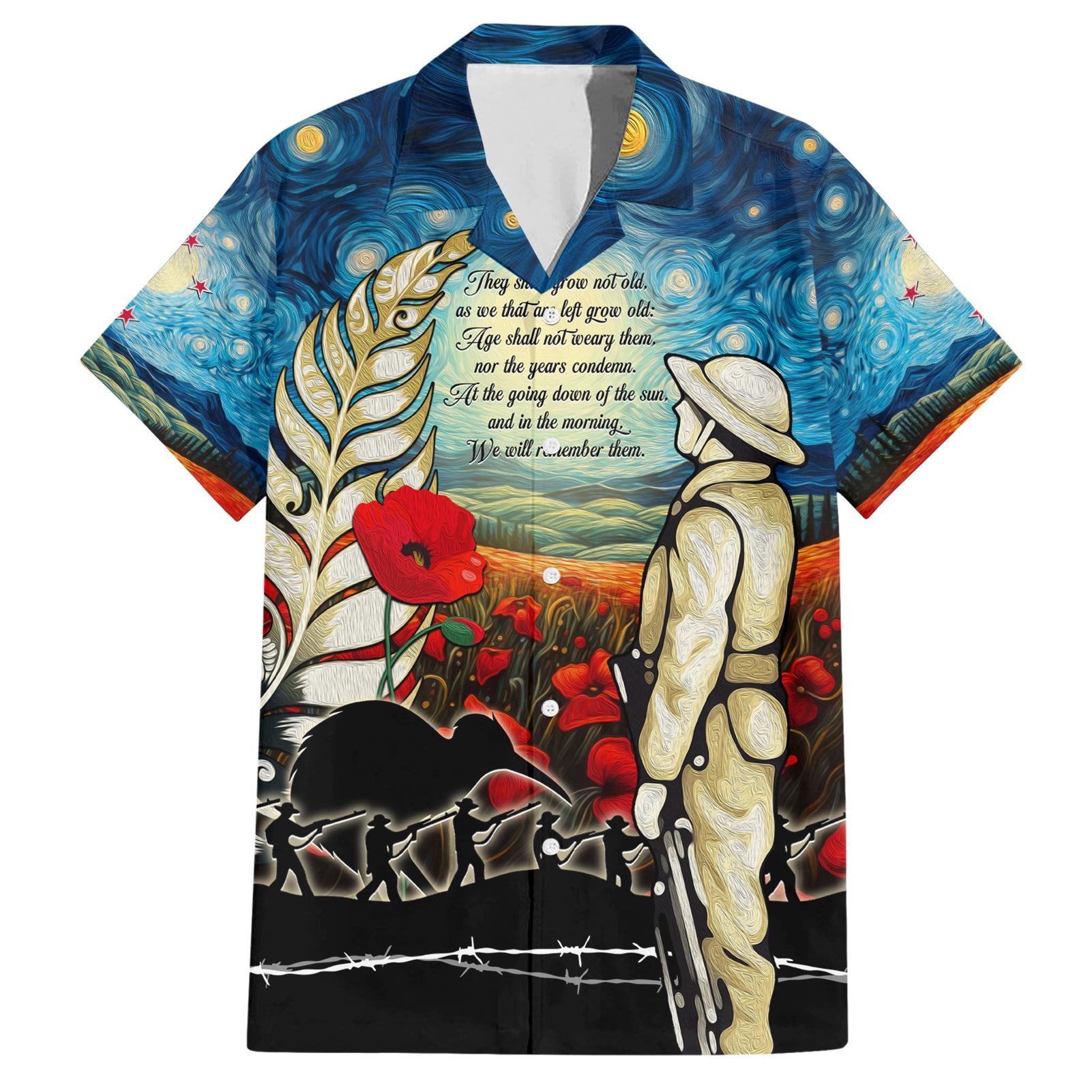 Kei Wareware Tatou New Zealand ANZAC Day Hawaiian Shirt Starry Night Inspo Style