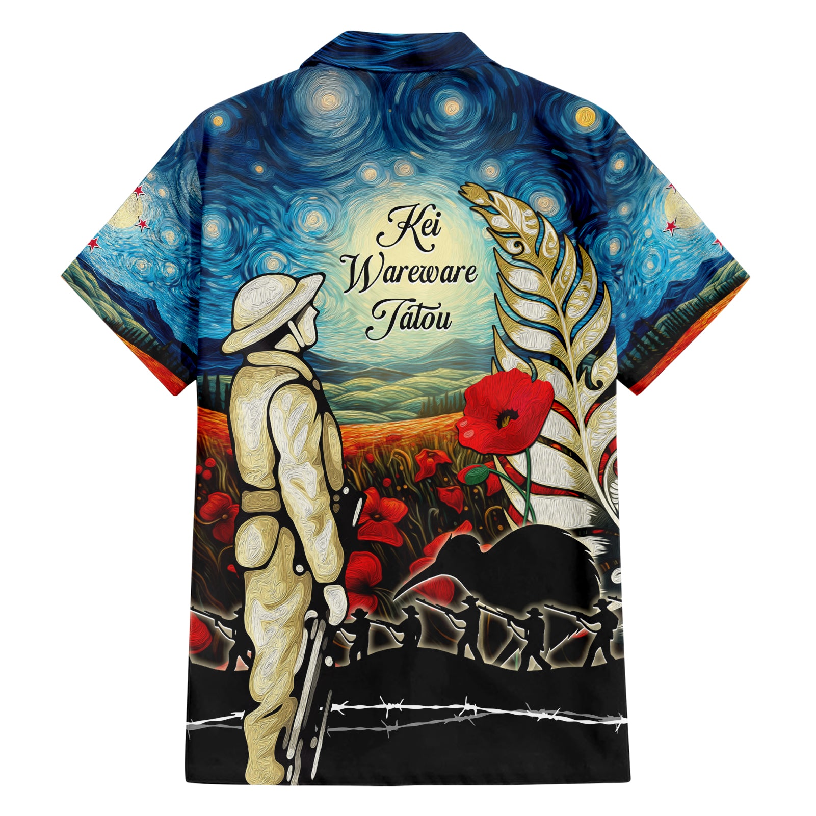 Kei Wareware Tatou New Zealand ANZAC Day Hawaiian Shirt Starry Night Inspo Style
