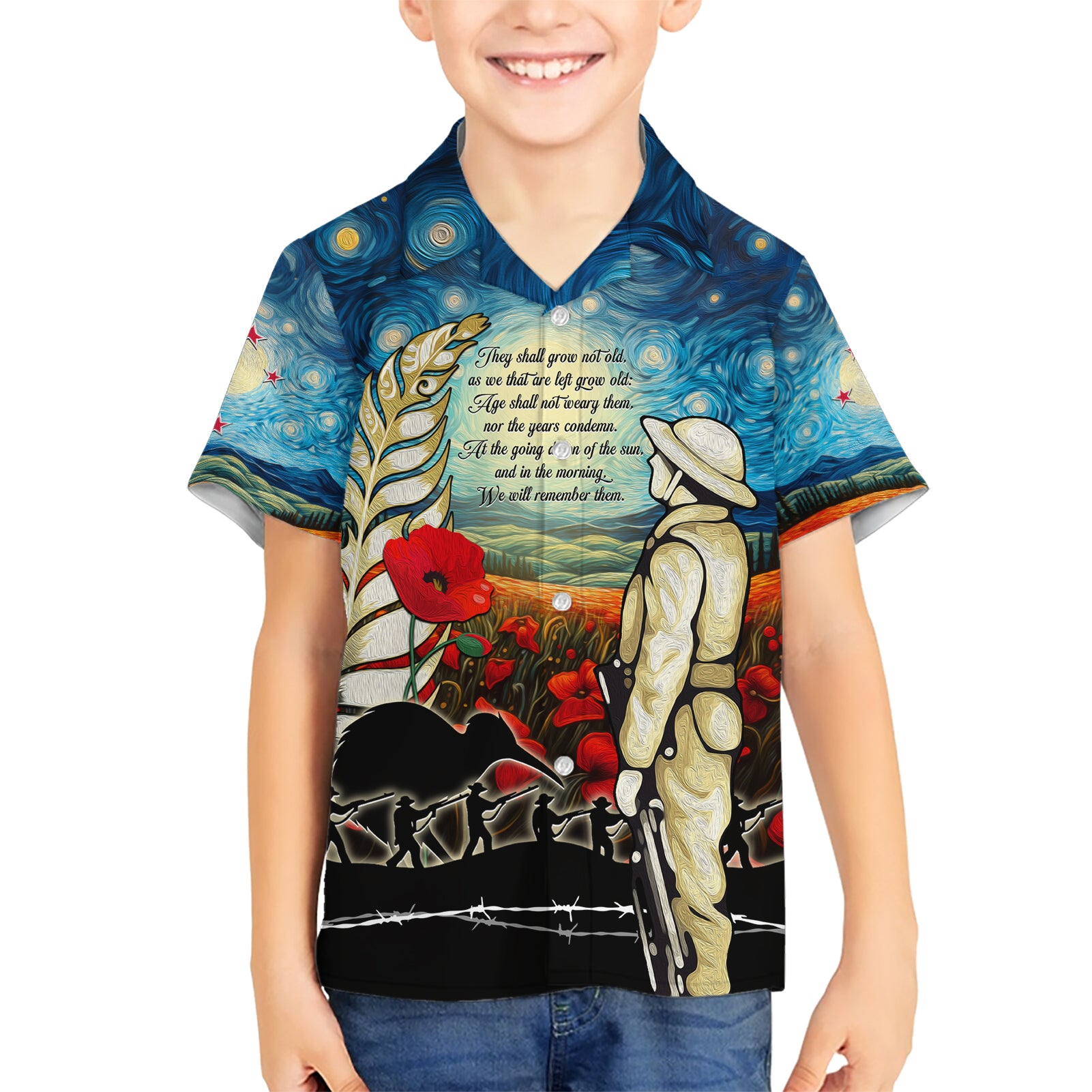 Kei Wareware Tatou New Zealand ANZAC Day Hawaiian Shirt Starry Night Inspo Style