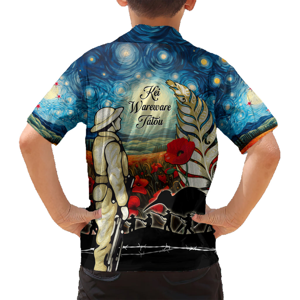 Kei Wareware Tatou New Zealand ANZAC Day Hawaiian Shirt Starry Night Inspo Style