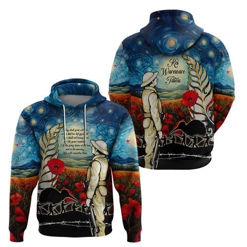 Kei Wareware Tatou New Zealand ANZAC Day Hoodie Starry Night Inspo Style