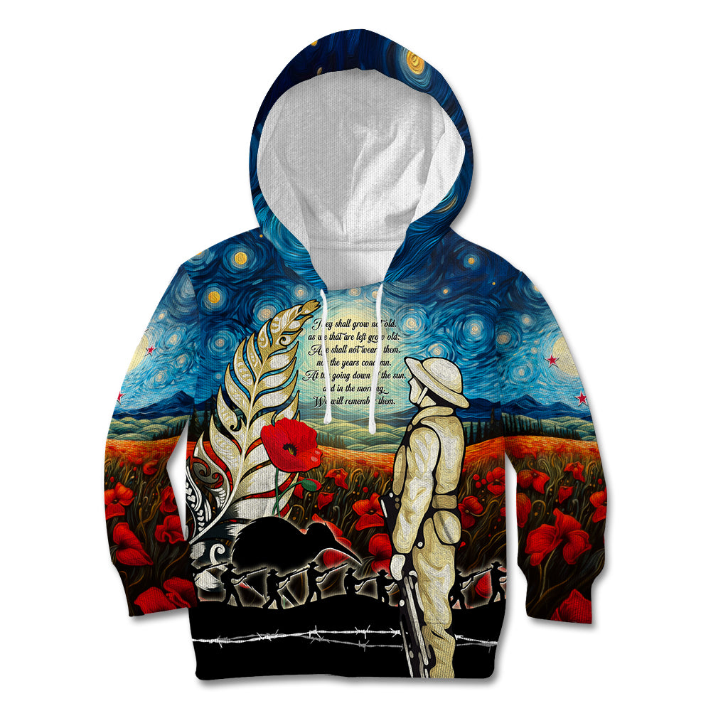 Kei Wareware Tatou New Zealand ANZAC Day Kid Hoodie Starry Night Inspo Style