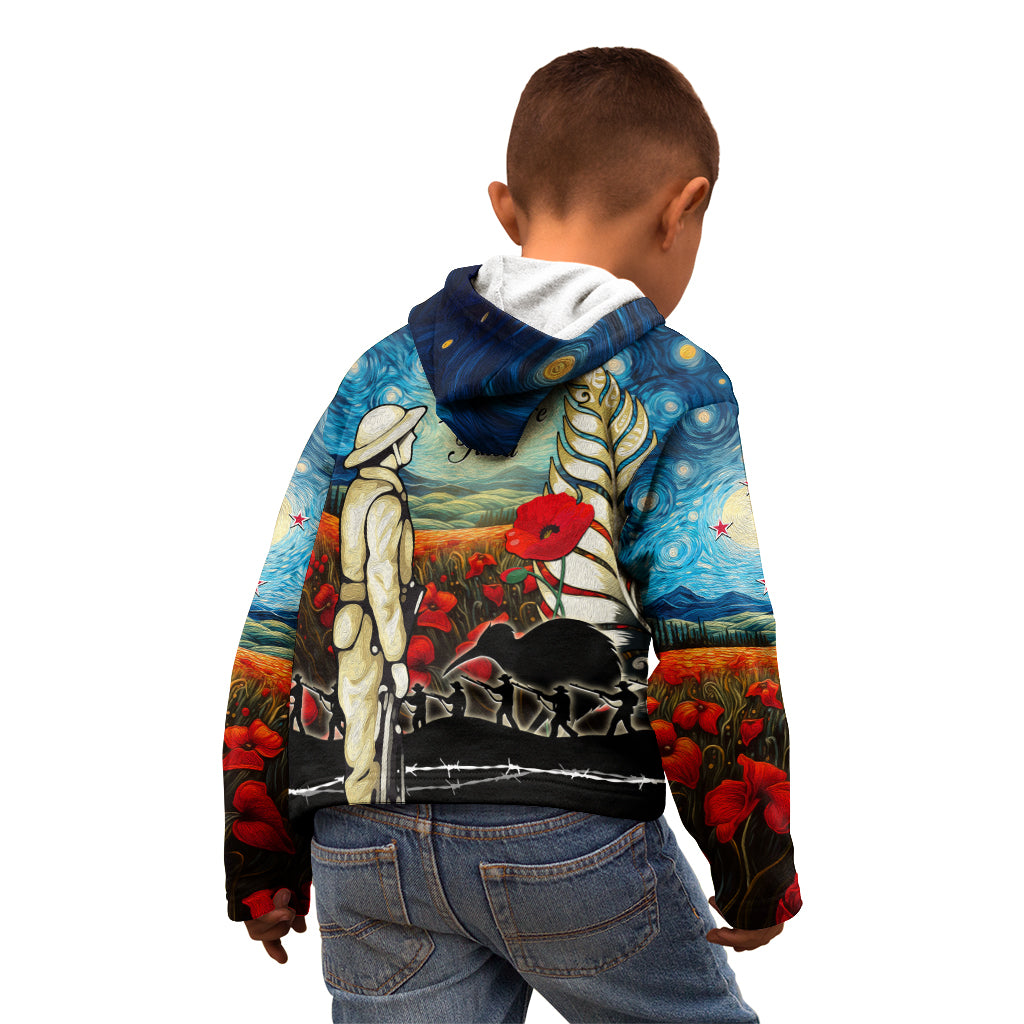 Kei Wareware Tatou New Zealand ANZAC Day Kid Hoodie Starry Night Inspo Style