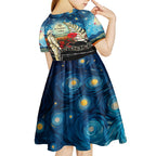 Kei Wareware Tatou New Zealand ANZAC Day Kid Short Sleeve Dress Starry Night Inspo Style