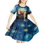 Kei Wareware Tatou New Zealand ANZAC Day Kid Short Sleeve Dress Starry Night Inspo Style