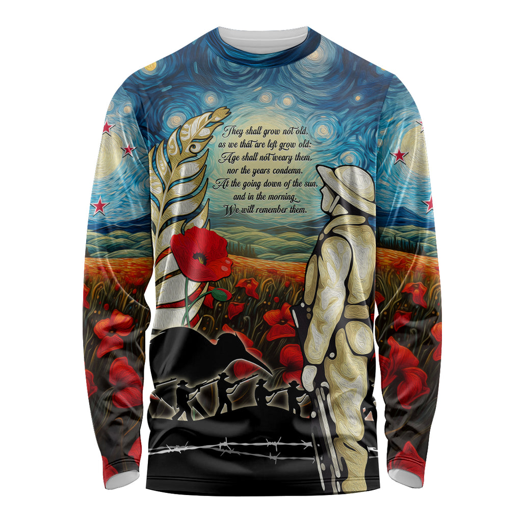 Kei Wareware Tatou New Zealand ANZAC Day Long Sleeve Shirt Starry Night Inspo Style