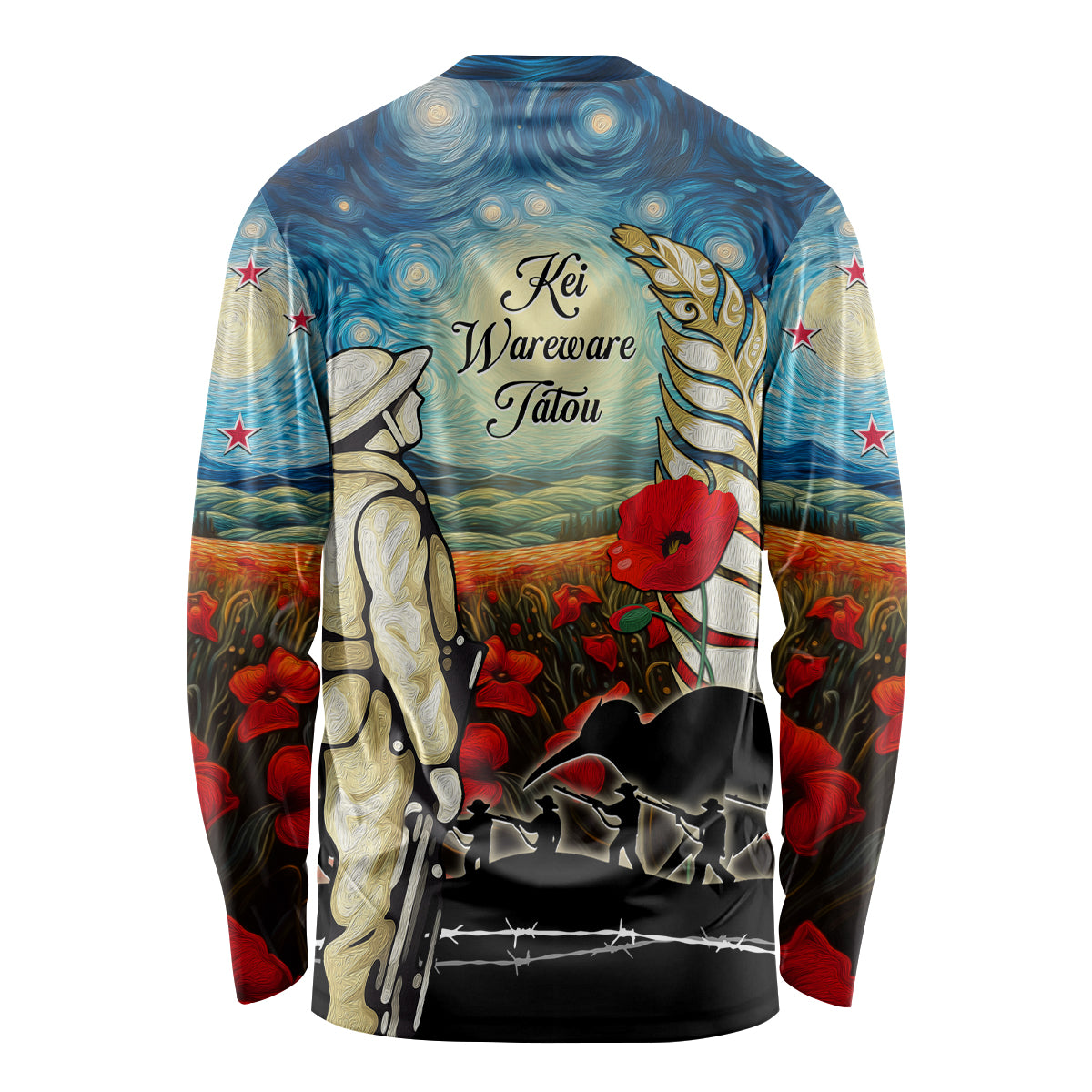 Kei Wareware Tatou New Zealand ANZAC Day Long Sleeve Shirt Starry Night Inspo Style