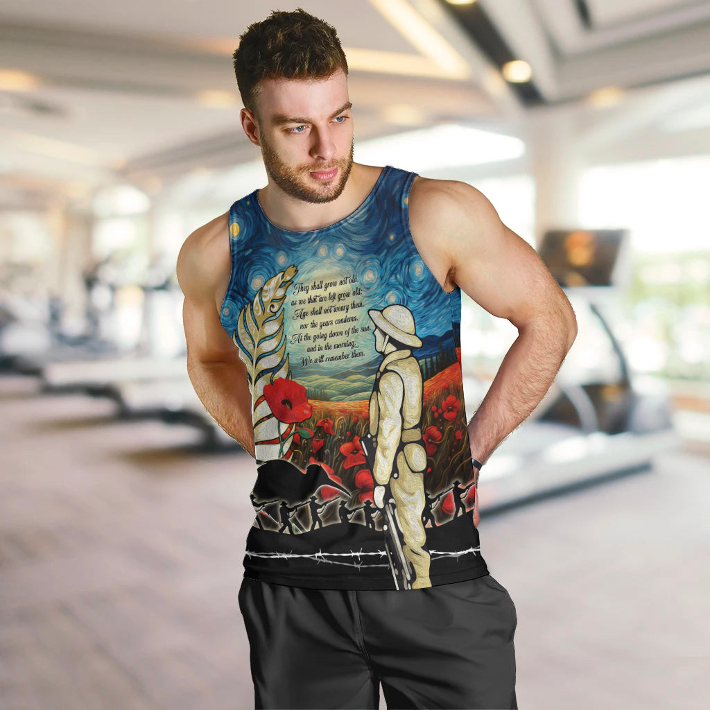 Kei Wareware Tatou New Zealand ANZAC Day Men Tank Top Starry Night Inspo Style