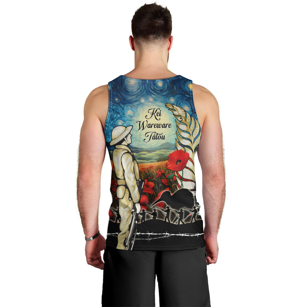 Kei Wareware Tatou New Zealand ANZAC Day Men Tank Top Starry Night Inspo Style