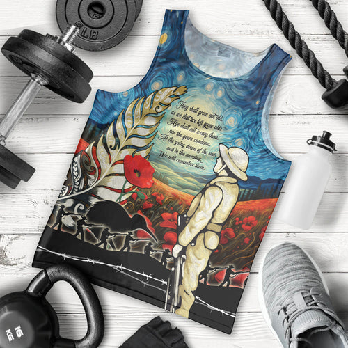 Kei Wareware Tatou New Zealand ANZAC Day Men Tank Top Starry Night Inspo Style