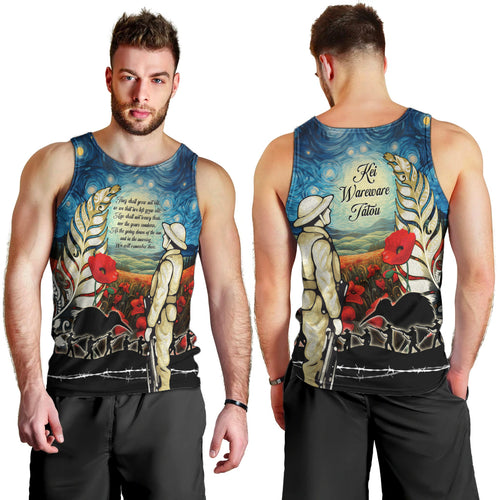 Kei Wareware Tatou New Zealand ANZAC Day Men Tank Top Starry Night Inspo Style
