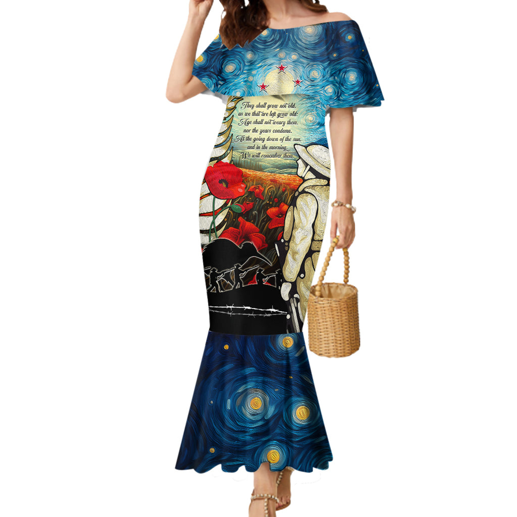 Kei Wareware Tatou New Zealand ANZAC Day Mermaid Dress Starry Night Inspo Style