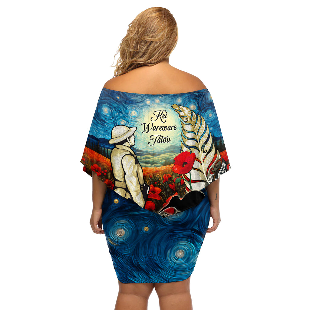 Kei Wareware Tatou New Zealand ANZAC Day Off Shoulder Short Dress Starry Night Inspo Style