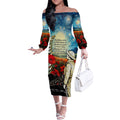 Kei Wareware Tatou New Zealand ANZAC Day Off The Shoulder Long Sleeve Dress Starry Night Inspo Style