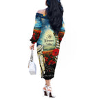 Kei Wareware Tatou New Zealand ANZAC Day Off The Shoulder Long Sleeve Dress Starry Night Inspo Style