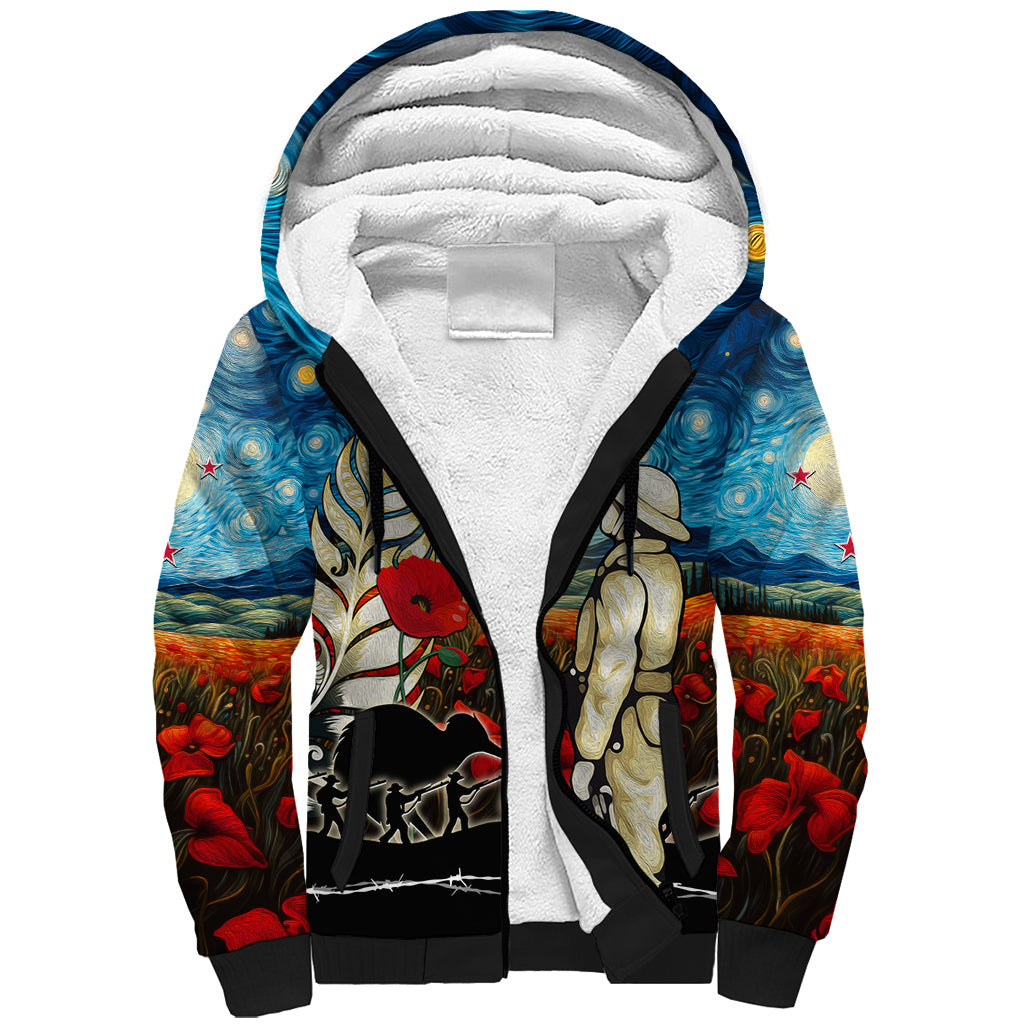 Kei Wareware Tatou New Zealand ANZAC Day Sherpa Hoodie Starry Night Inspo Style