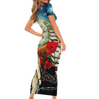 Kei Wareware Tatou New Zealand ANZAC Day Short Sleeve Bodycon Dress Starry Night Inspo Style