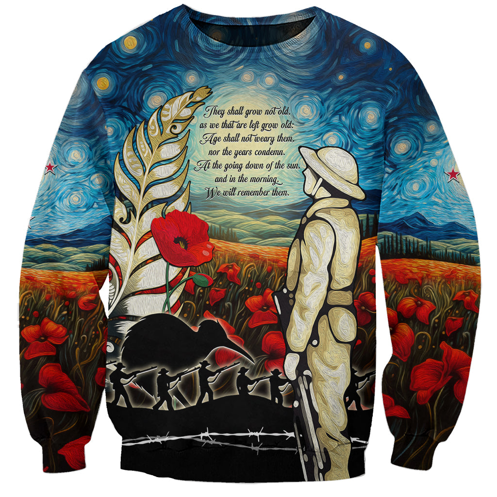 Kei Wareware Tatou New Zealand ANZAC Day Sweatshirt Starry Night Inspo Style