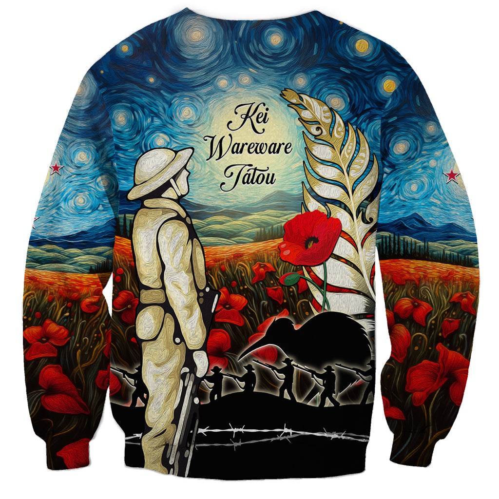 Kei Wareware Tatou New Zealand ANZAC Day Sweatshirt Starry Night Inspo Style