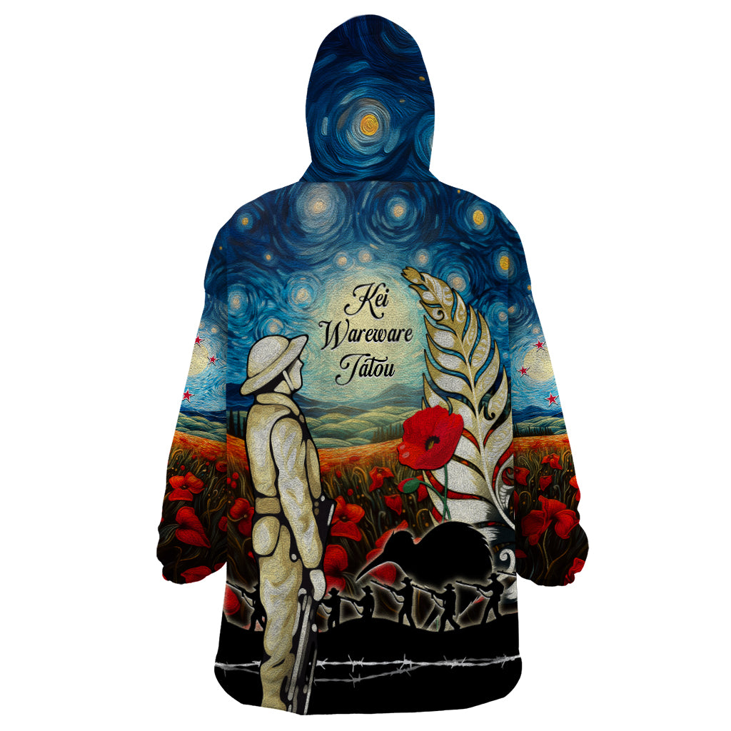 Kei Wareware Tatou New Zealand ANZAC Day Wearable Blanket Hoodie Starry Night Inspo Style