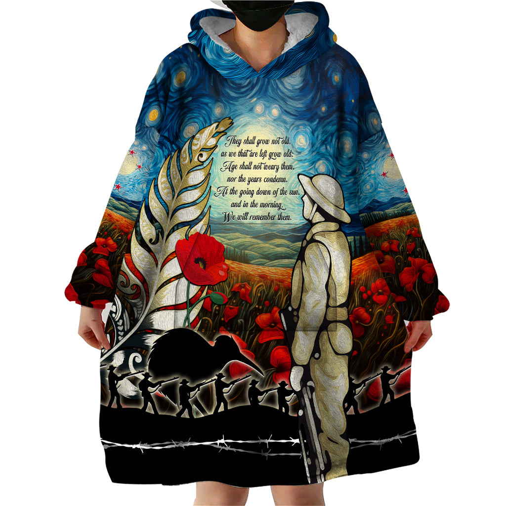 Kei Wareware Tatou New Zealand ANZAC Day Wearable Blanket Hoodie Starry Night Inspo Style