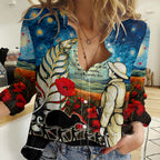Kei Wareware Tatou New Zealand ANZAC Day Women Casual Shirt Starry Night Inspo Style