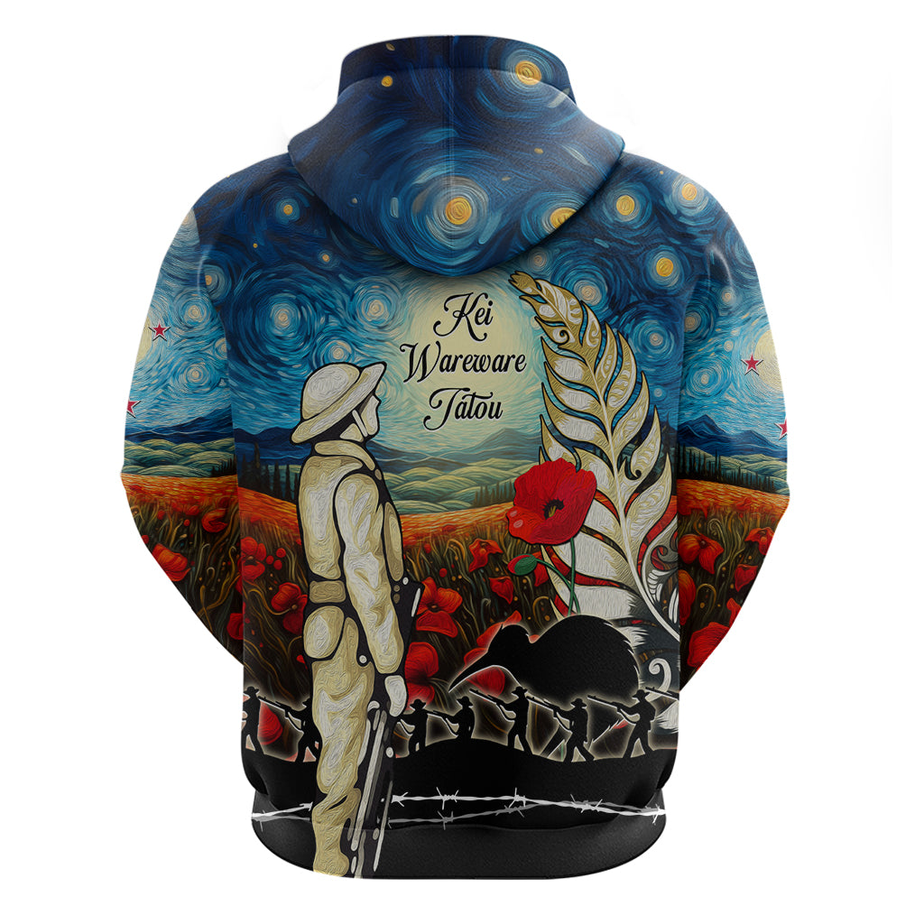 Kei Wareware Tatou New Zealand ANZAC Day Zip Hoodie Starry Night Inspo Style