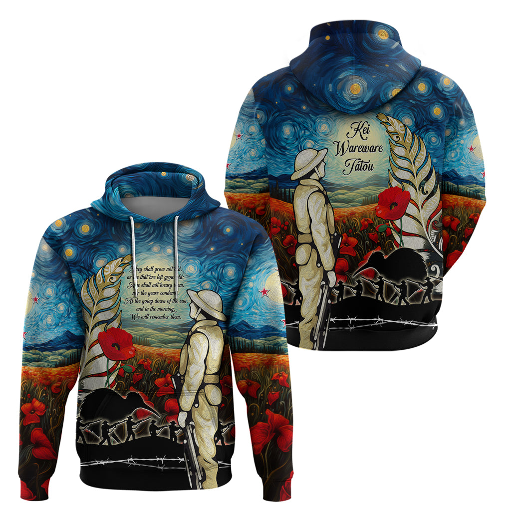 Kei Wareware Tatou New Zealand ANZAC Day Zip Hoodie Starry Night Inspo Style