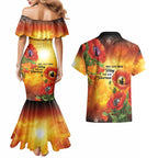 ANZAC Day Red Poppy Couples Matching Mermaid Dress and Hawaiian Shirt Honoring The ANZAC Spirit