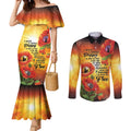 ANZAC Day Red Poppy Couples Matching Mermaid Dress and Long Sleeve Button Shirt Honoring The ANZAC Spirit