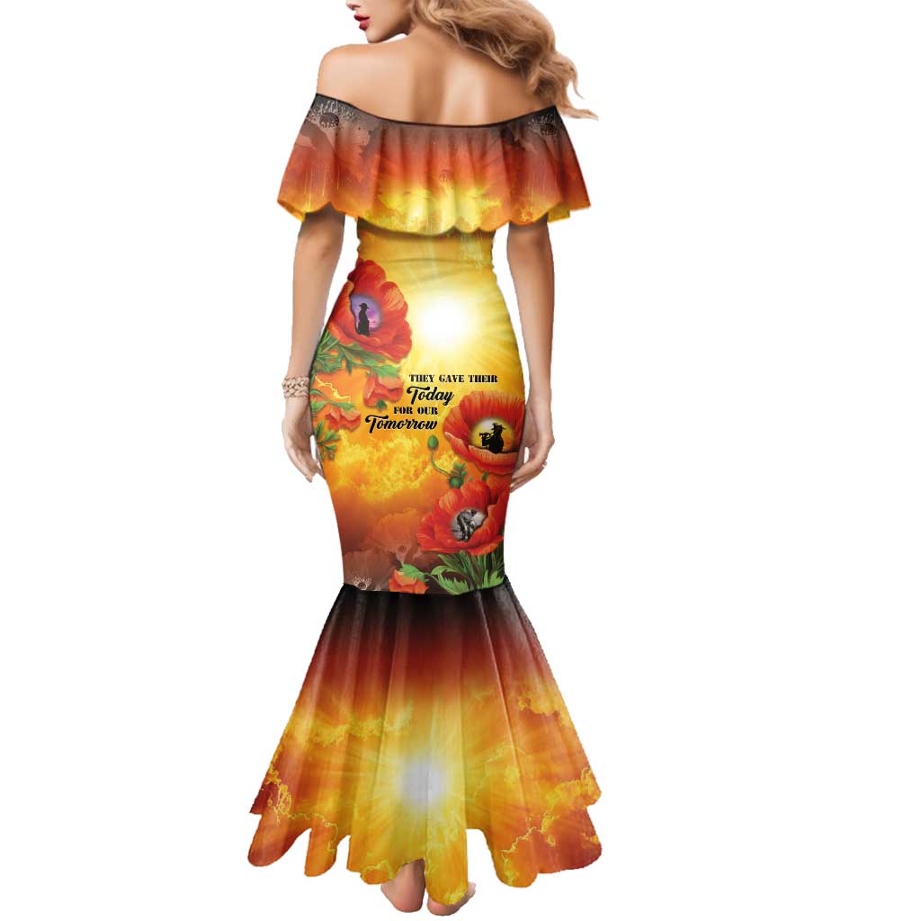 ANZAC Day Red Poppy Family Matching Mermaid Dress and Hawaiian Shirt Honoring The ANZAC Spirit